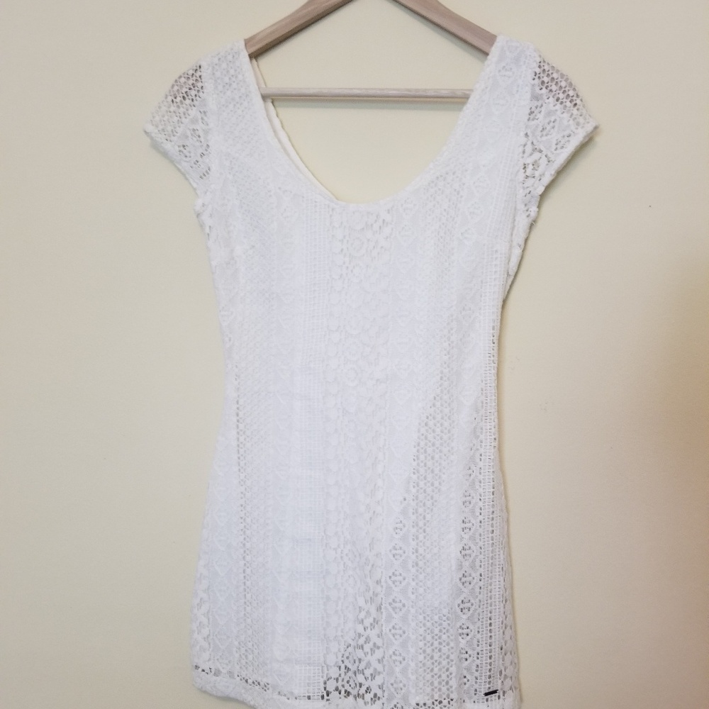 Lace white mini dress